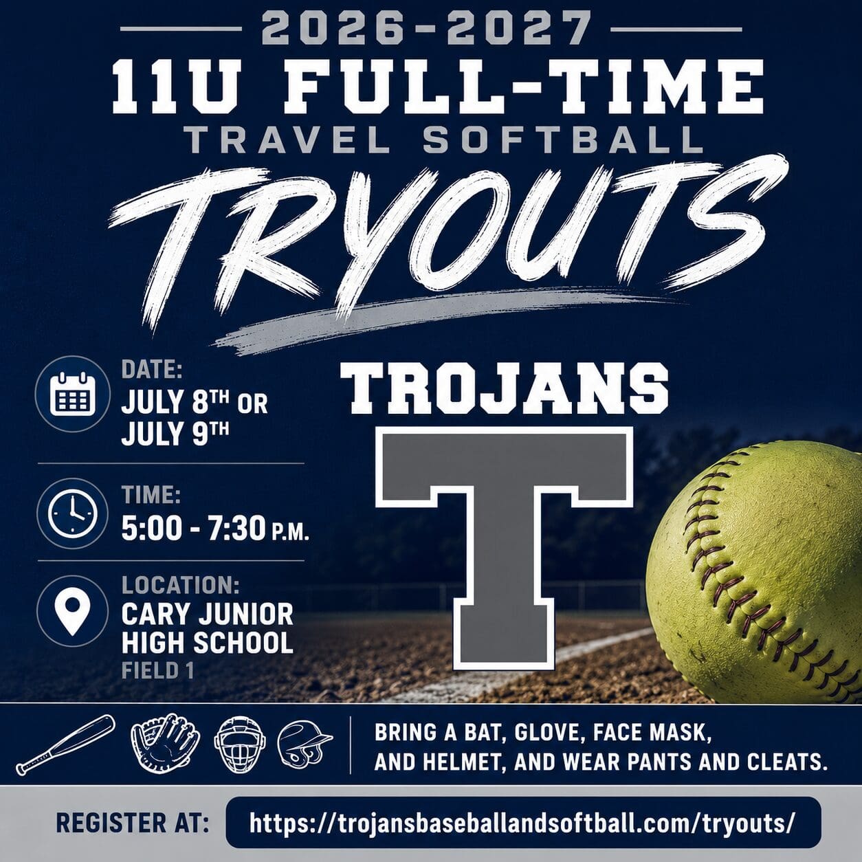 11U Trojans Softball Tryouts